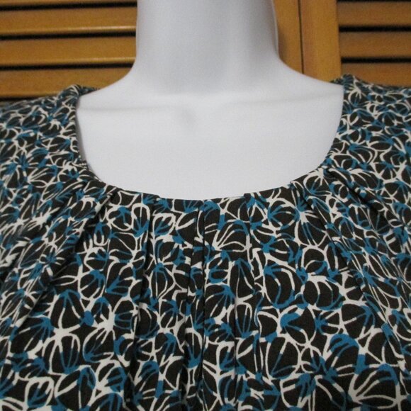 Josephine Studio top wash & wear 3/4 sleeves teal, brown, cream, stretchy size L - Picture 4 of 7